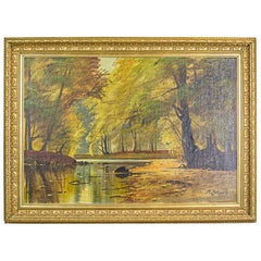 Autumnal Landscape, an Oil Painting Signed by A. Johansen