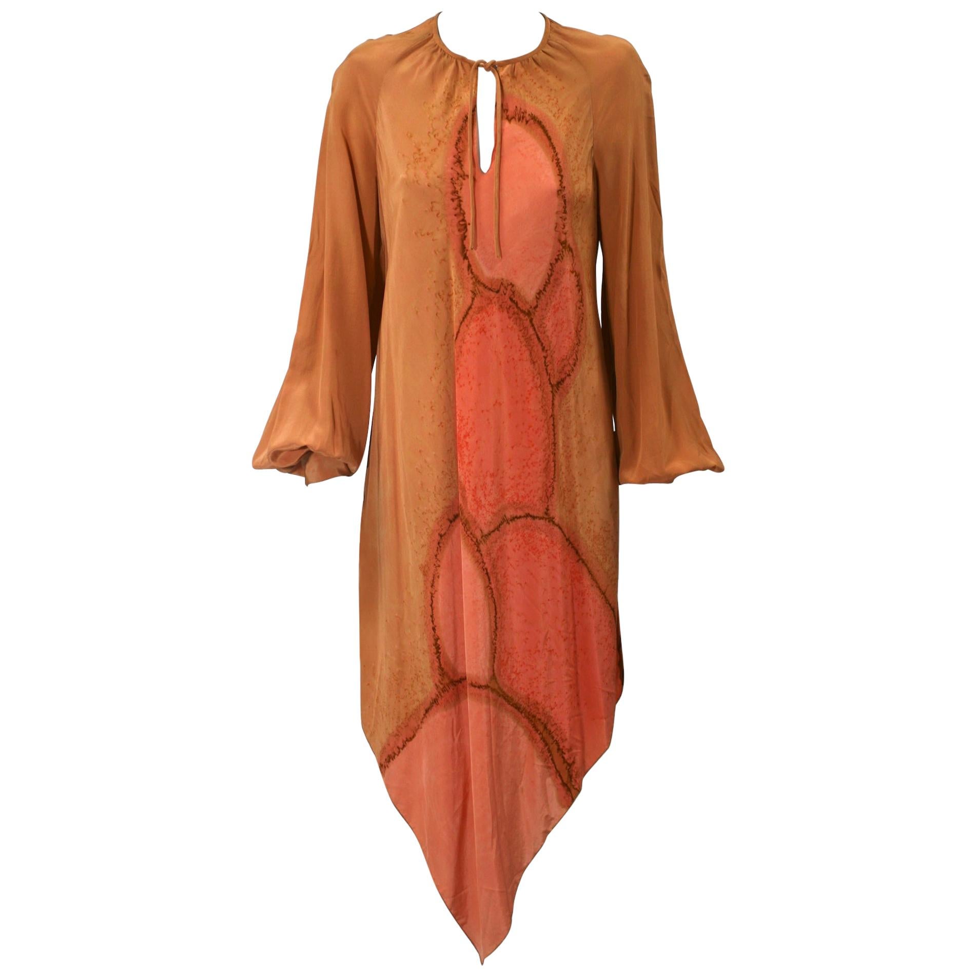  Autumnal Tie Dye Dress, Provenance, Wardrobe of Lillian Gish   For Sale