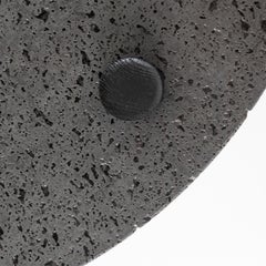 Contemporary Side Table, Black Oak and Hand Carved Lava Stone Top