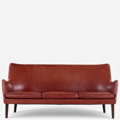 AV 53 - 3 seater sofa in original leather by Arne Vodder