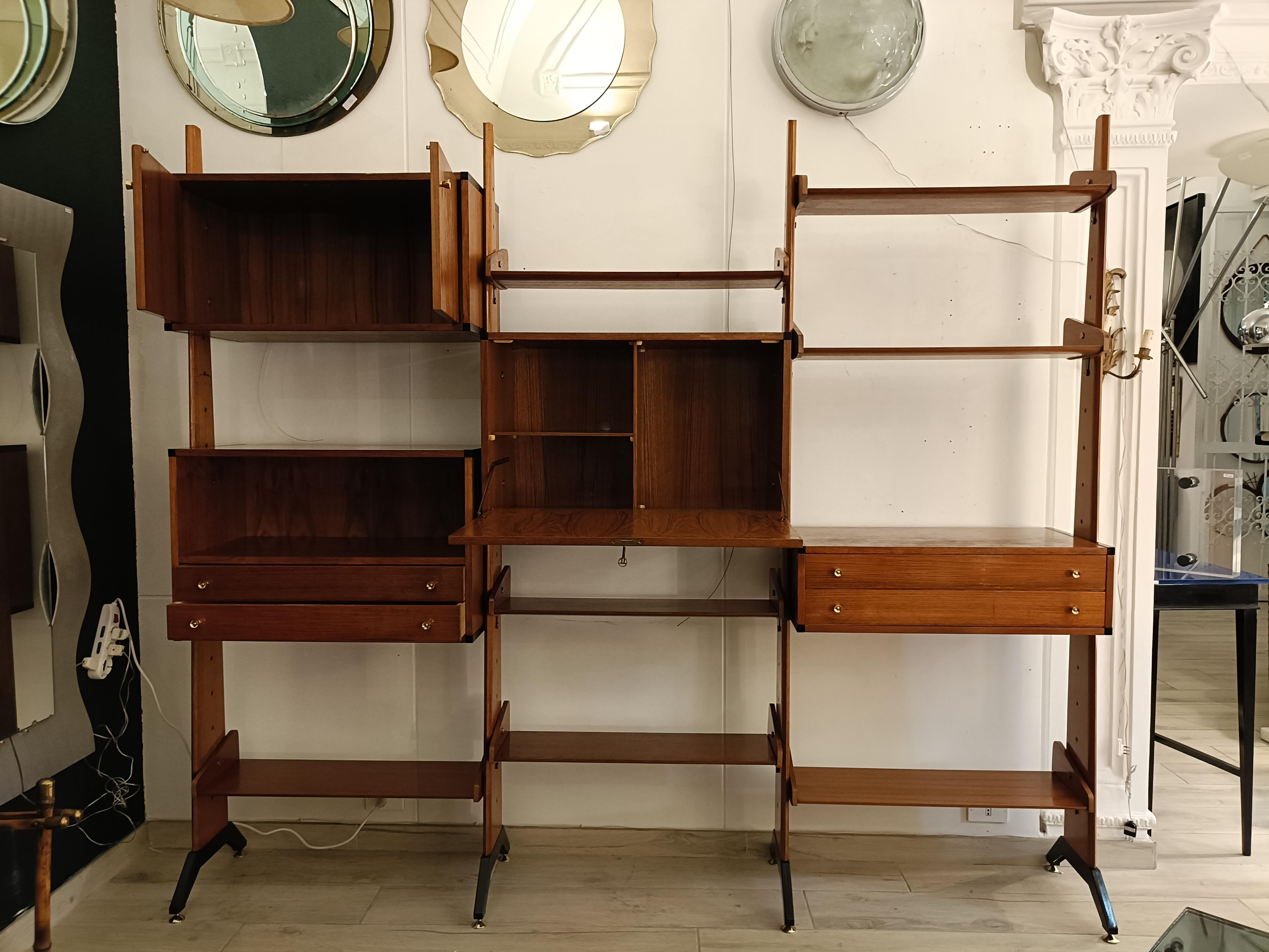 AV Contemporary Furniture Wood Bookcase, Italy 1960s For Sale 3