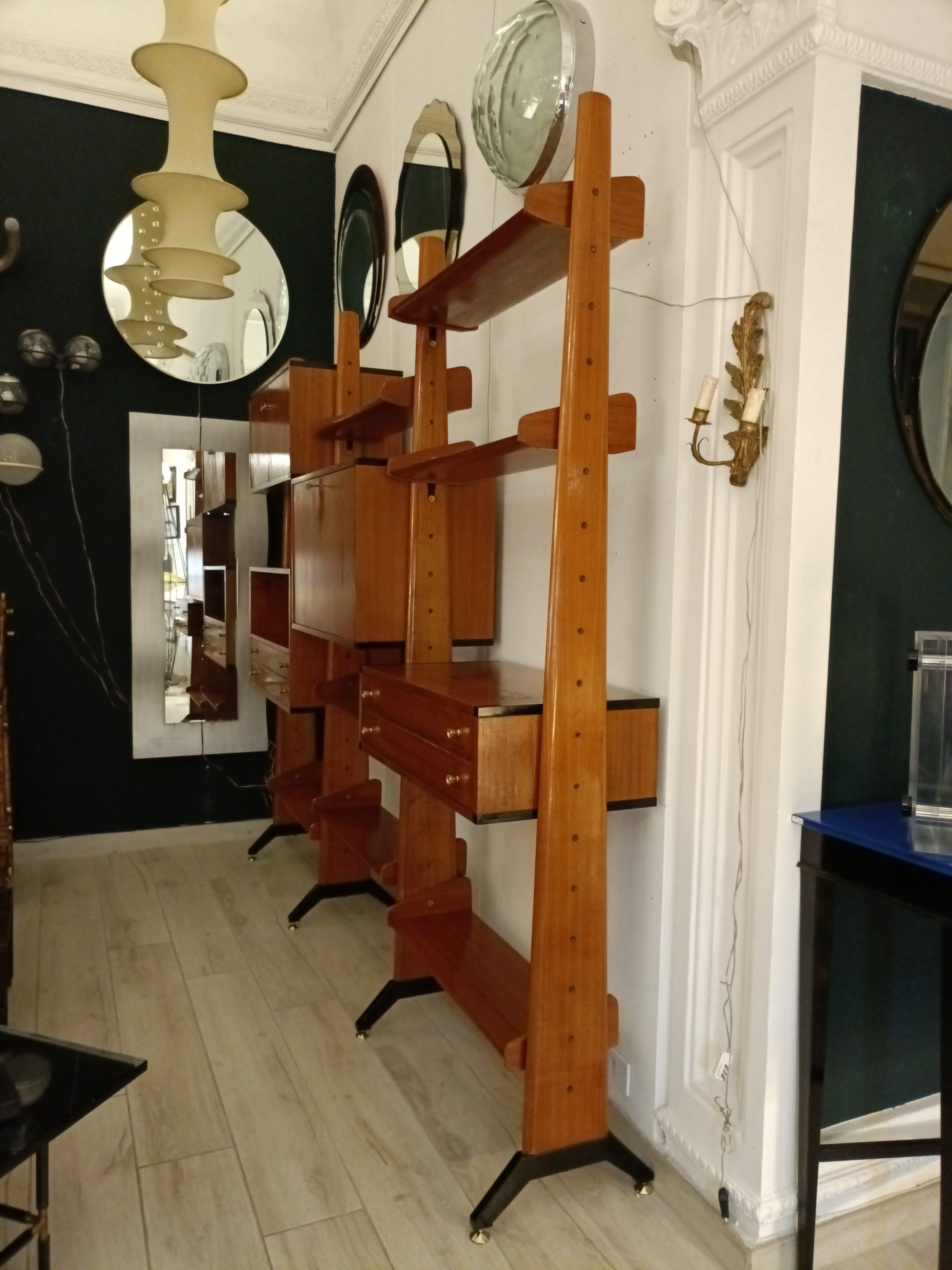 AV Contemporary Furniture Wood Bookcase, Italy 1960s For Sale 4