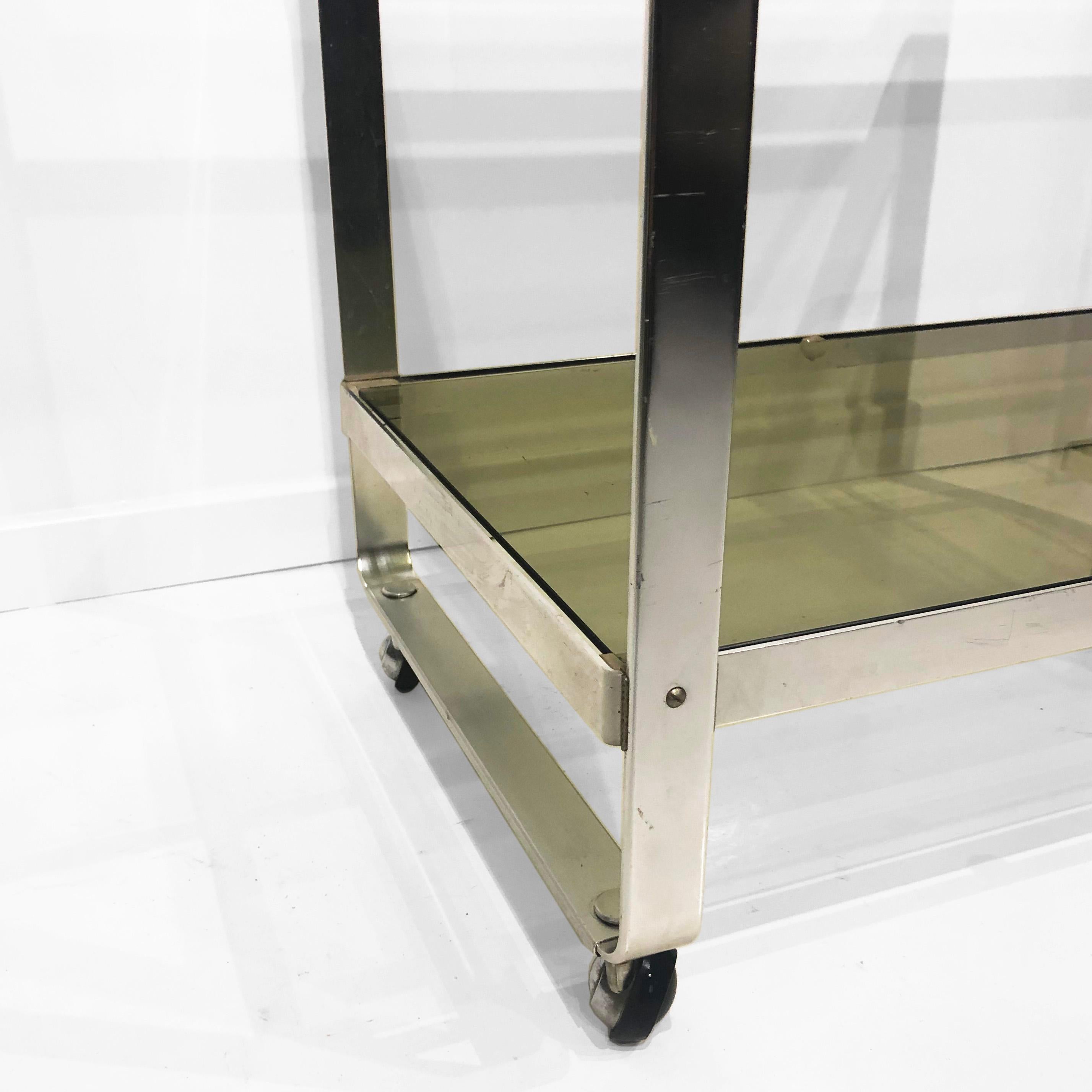 Av Handwerk Space Age Drinks Bar Cart Trolley Chrome Midcentury Modern Glass In Good Condition For Sale In London, GB