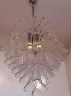 AV Mazzega 1970s Murano Glass “Petali Selle” Banana Leaf Chandelier, Italy