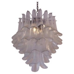 AV Mazzega 1970s Murano Glass “Petali Selle” Banana Leaf Chandelier, Italy