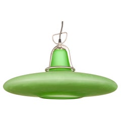 AV Mazzega Art Green Glass Chandelier made in Italy, 1980s