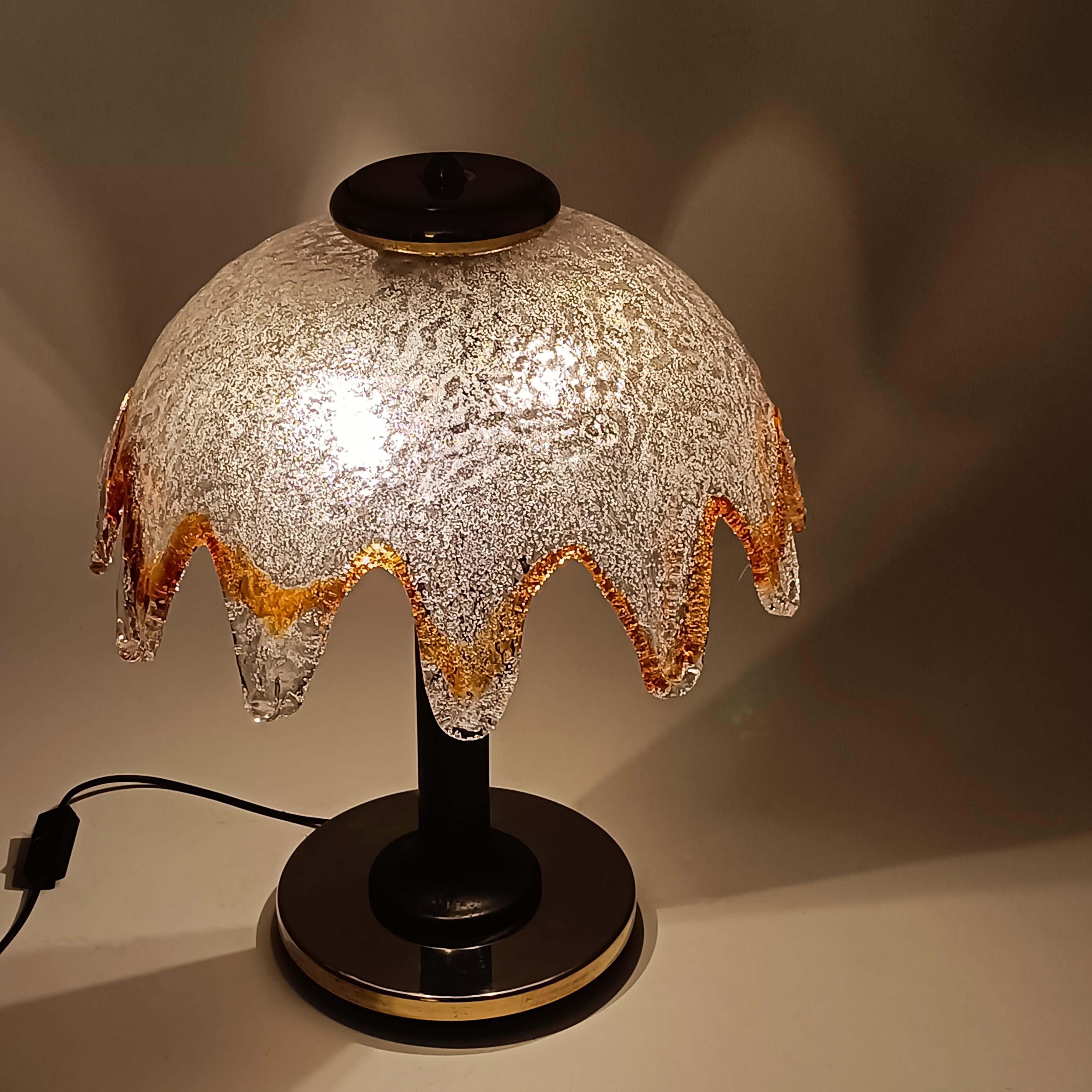 Fin du 20e siècle AV Mazzega. Lampe de table Murano de style Brutaliste et A Space AGE, Italie, années 1970 en vente