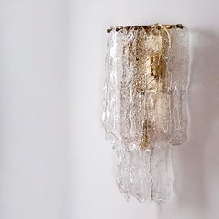 AV Mazzega. Aplique de hojas de cristal de Murano Hollywood Regency, Italia, años 70