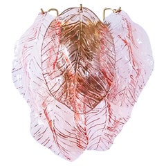 AV Mazzega. Hollywood Regency Murano glass leaves sconce, Italy, 1970s