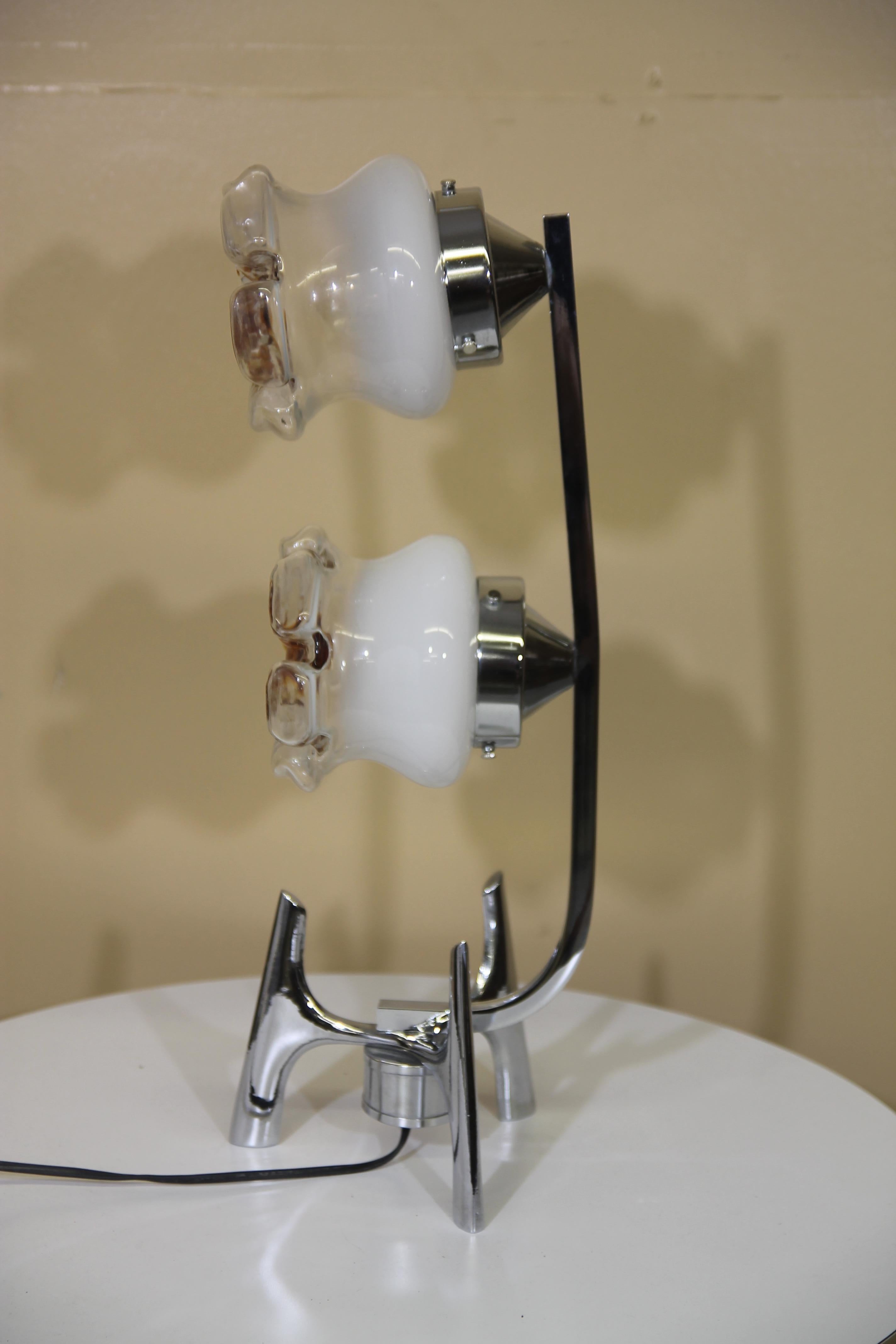 Mid-Century Modern A.V. Mazzega Italian Hand Blown Glass Shade Table Lamp For Sale