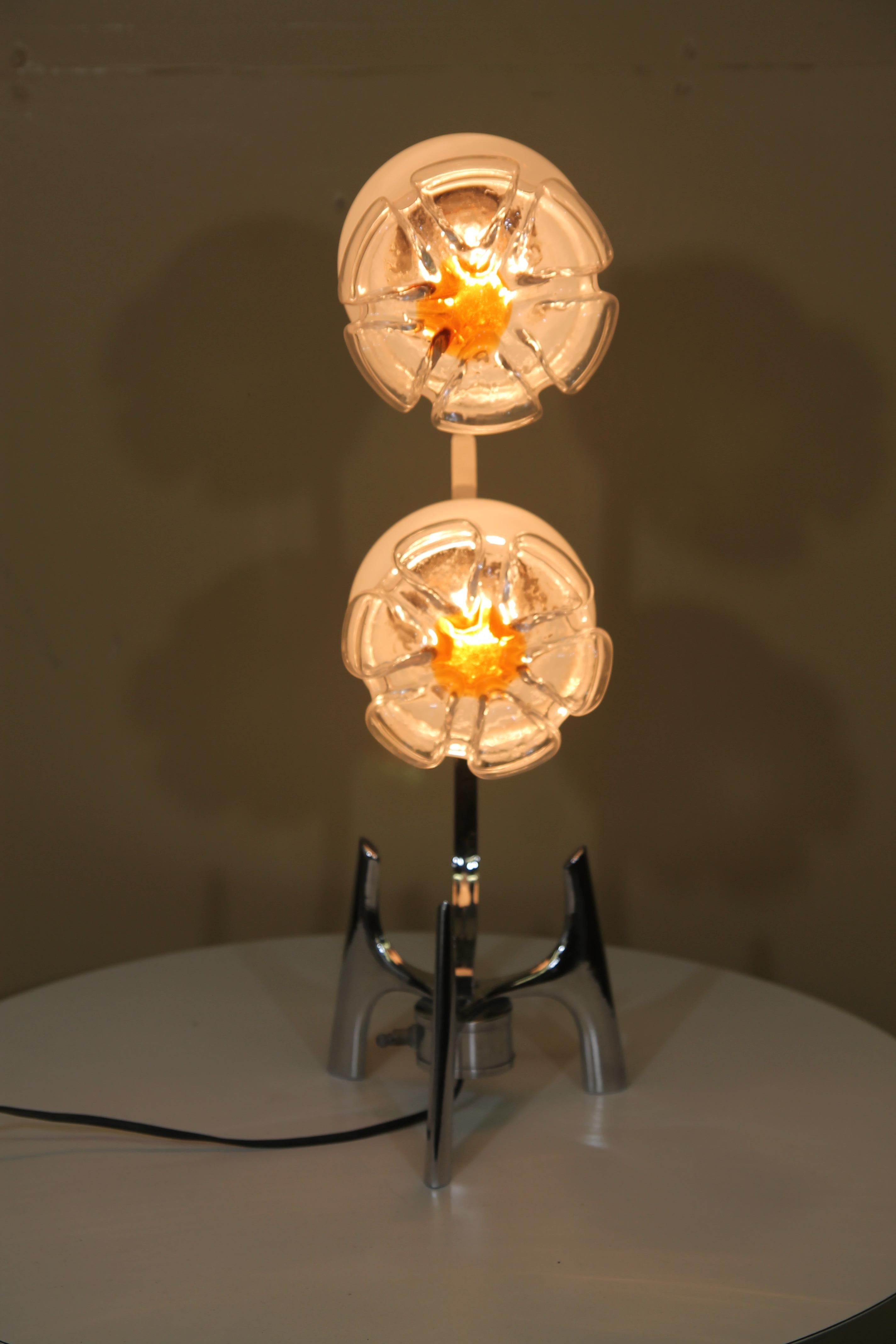 Late 20th Century A.V. Mazzega Italian Hand Blown Glass Shade Table Lamp