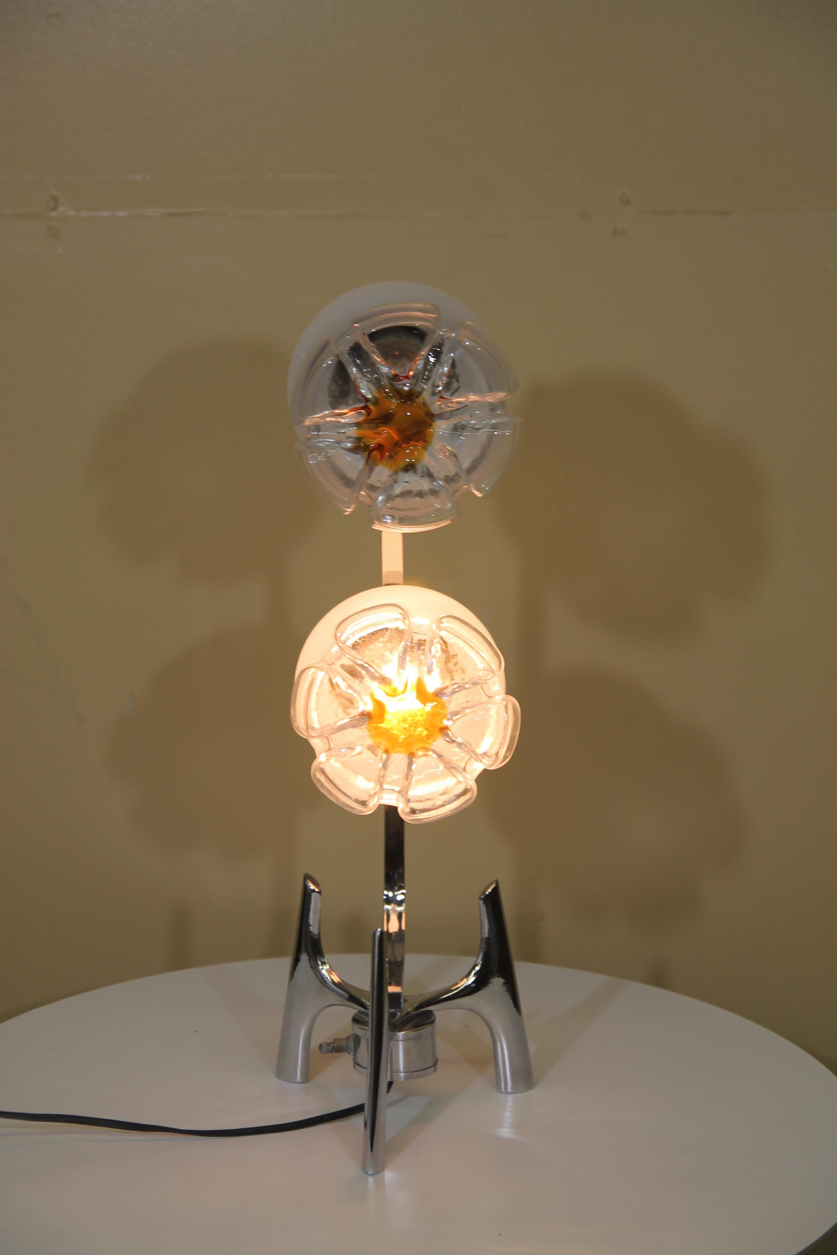 A.V. Mazzega Italian Hand Blown Glass Shade Table Lamp For Sale 2