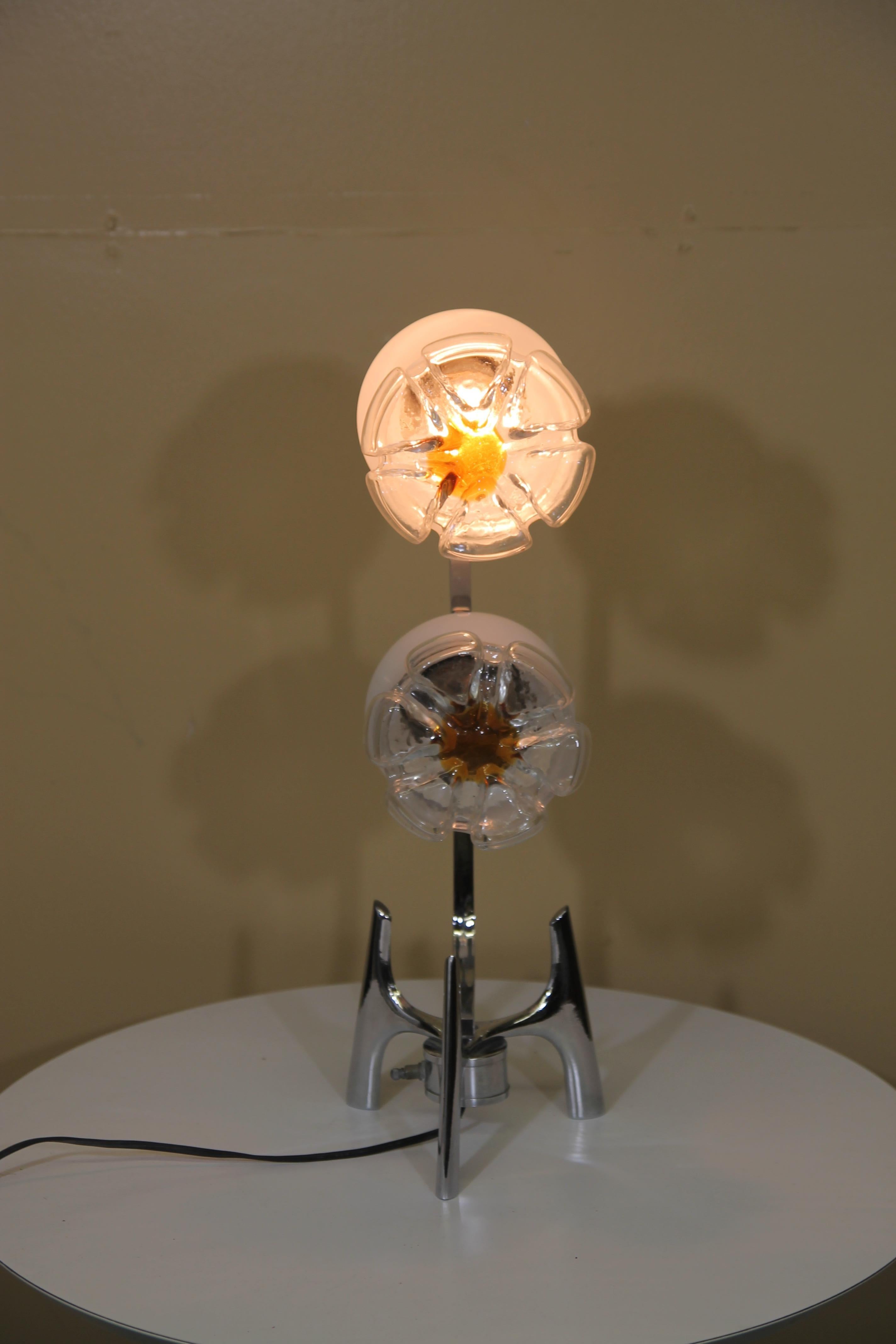 A.V. Mazzega Italian Hand Blown Glass Shade Table Lamp For Sale 3