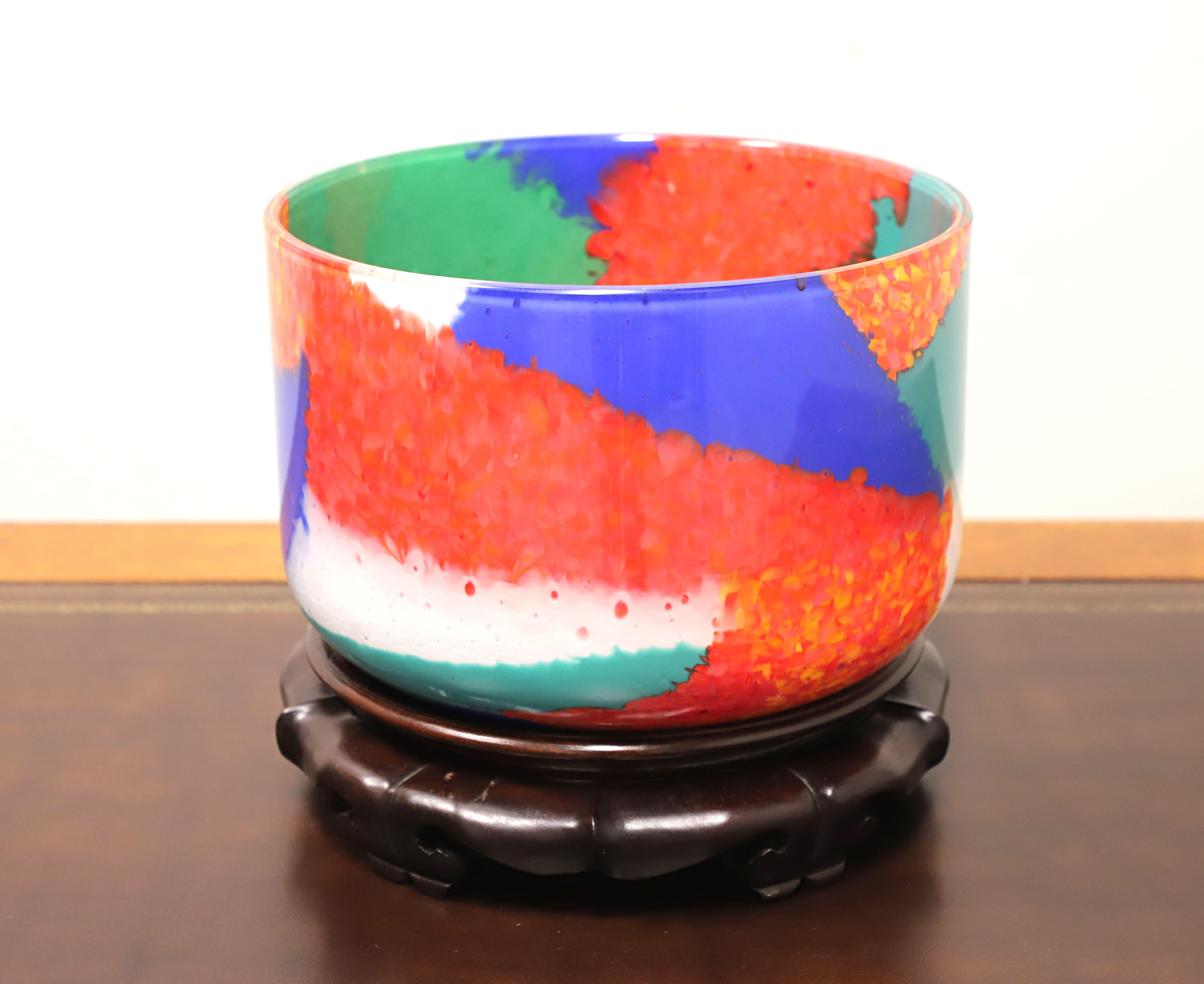 Italian AV MAZZEGA Murano Glass Centerpiece Bowl on Stand For Sale