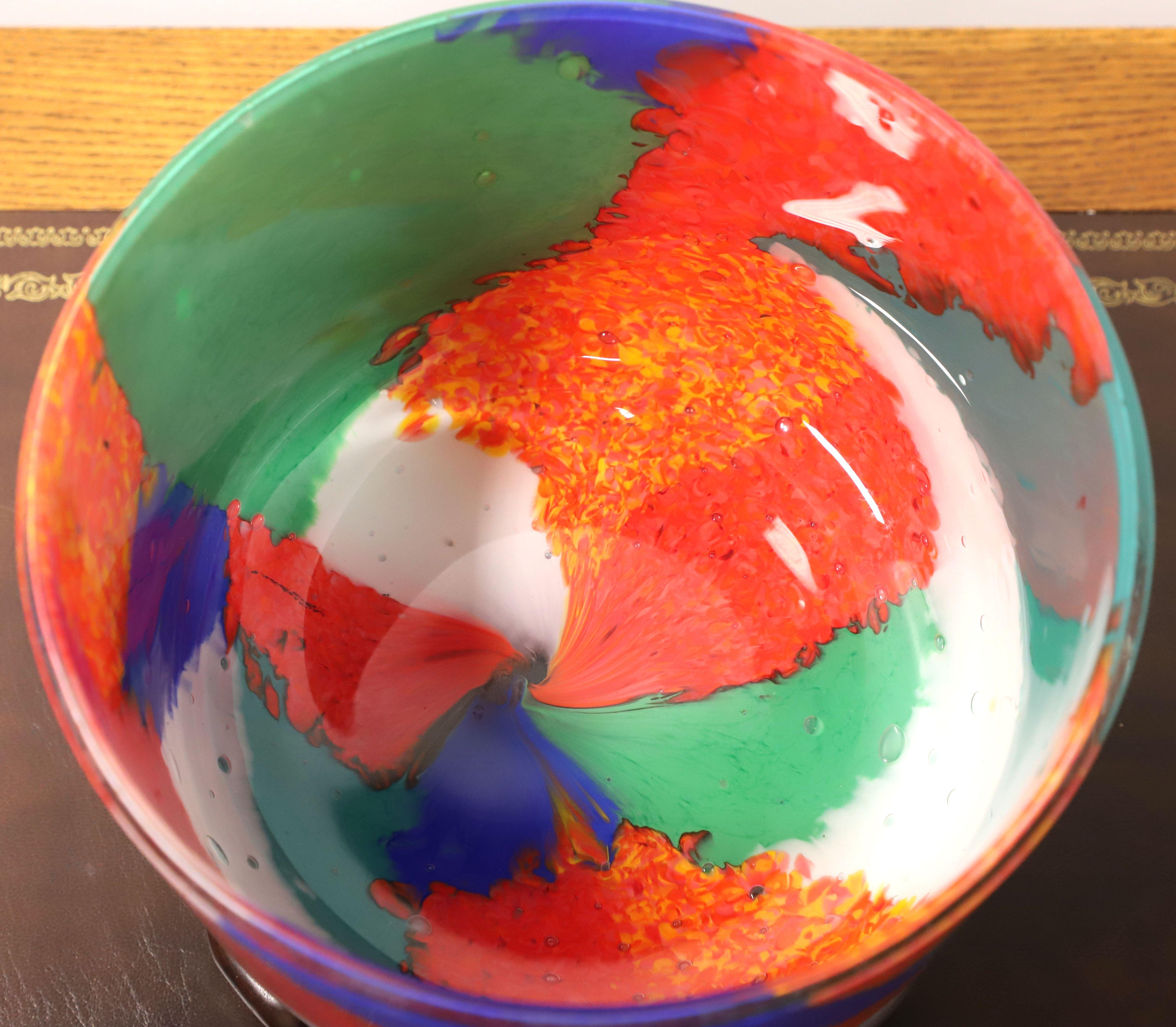 AV MAZZEGA Murano Glass Centerpiece Bowl on Stand In Good Condition For Sale In Charlotte, NC