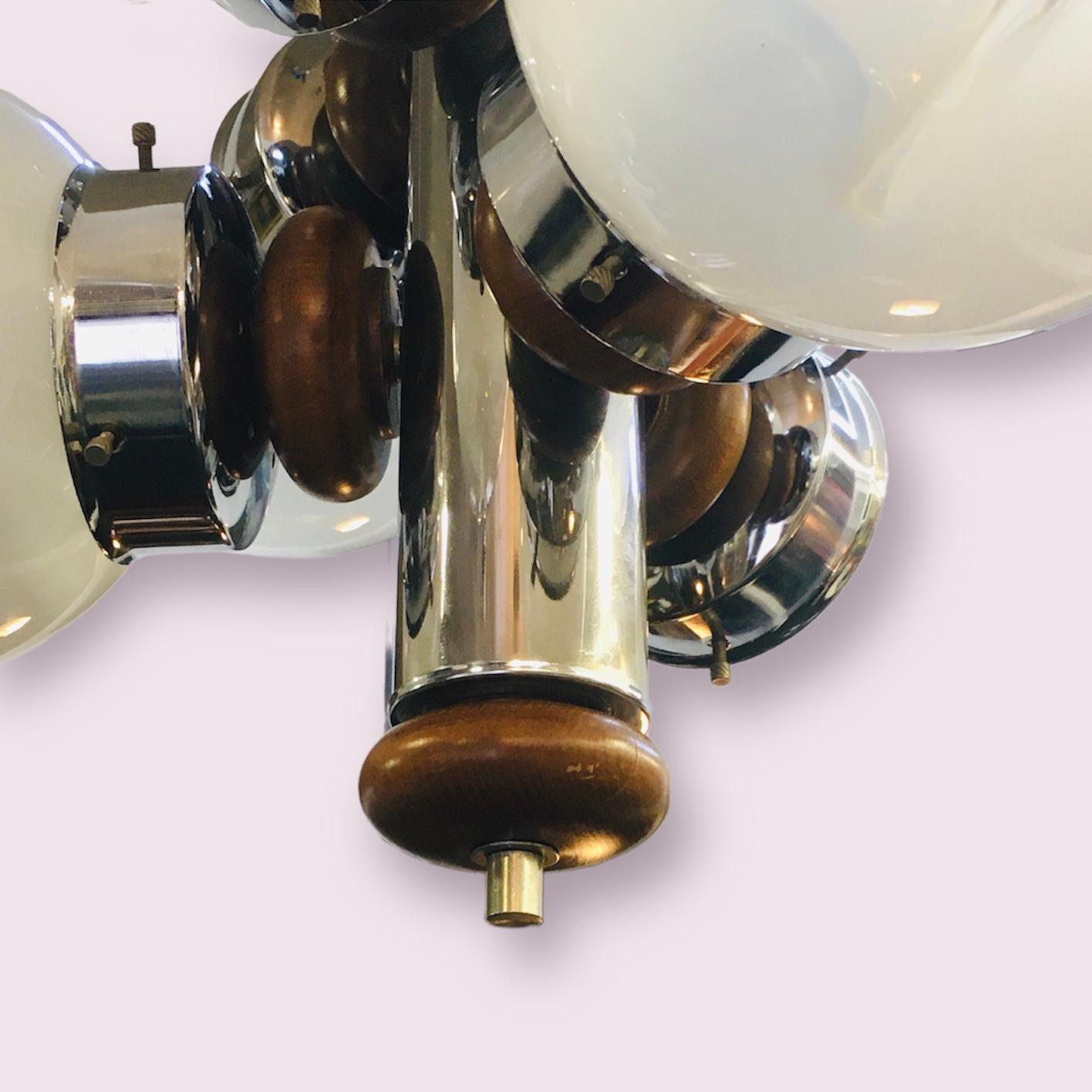 AV Mazzega Murano Glass Pendant Light with 5 Glass Bubble Light Shades 1970s In Good Condition For Sale In Budapest, HU