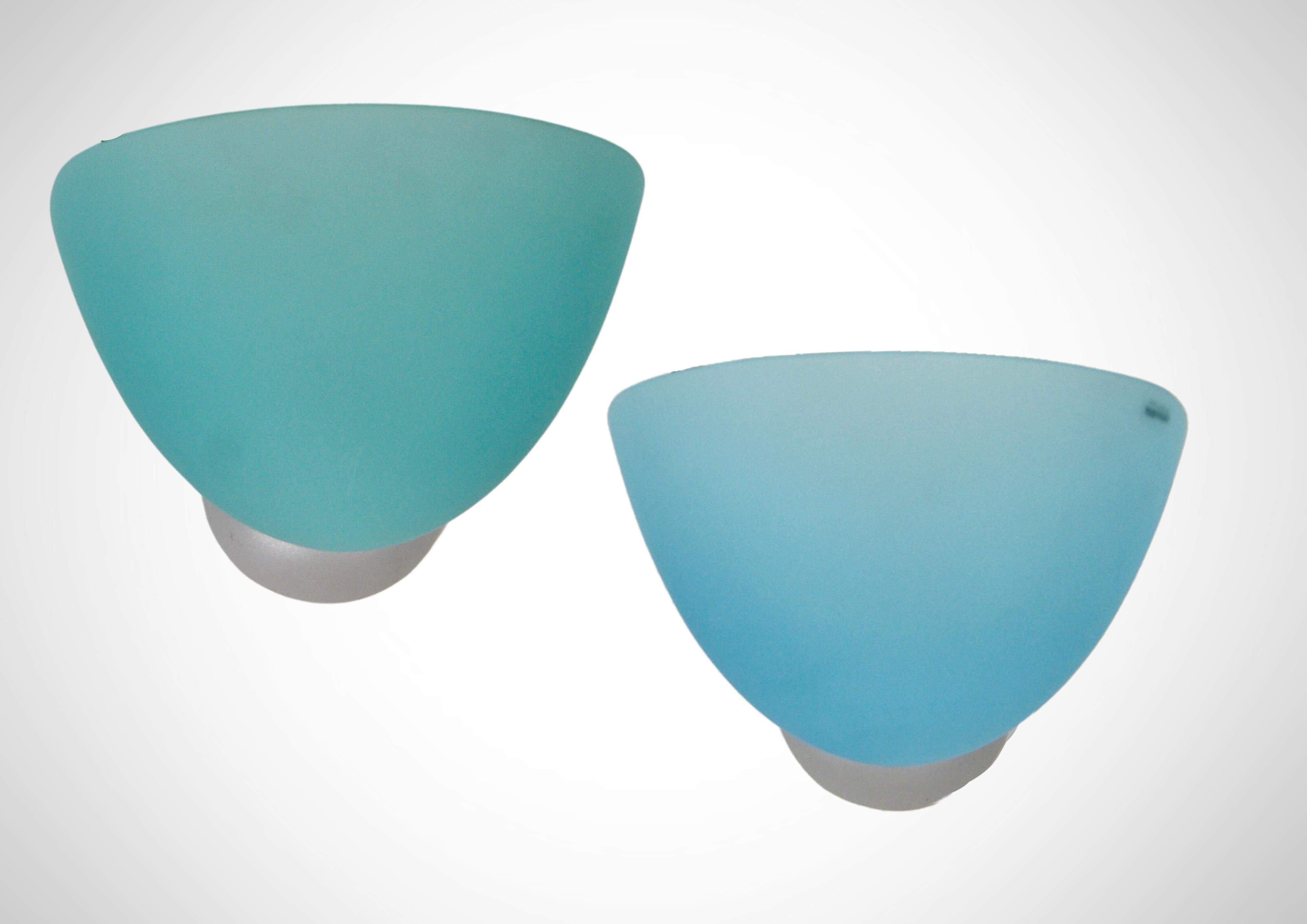 AV MAZZEGA Murano Pair of Glass Blue Wall Sconces In Good Condition For Sale In Torquay, GB