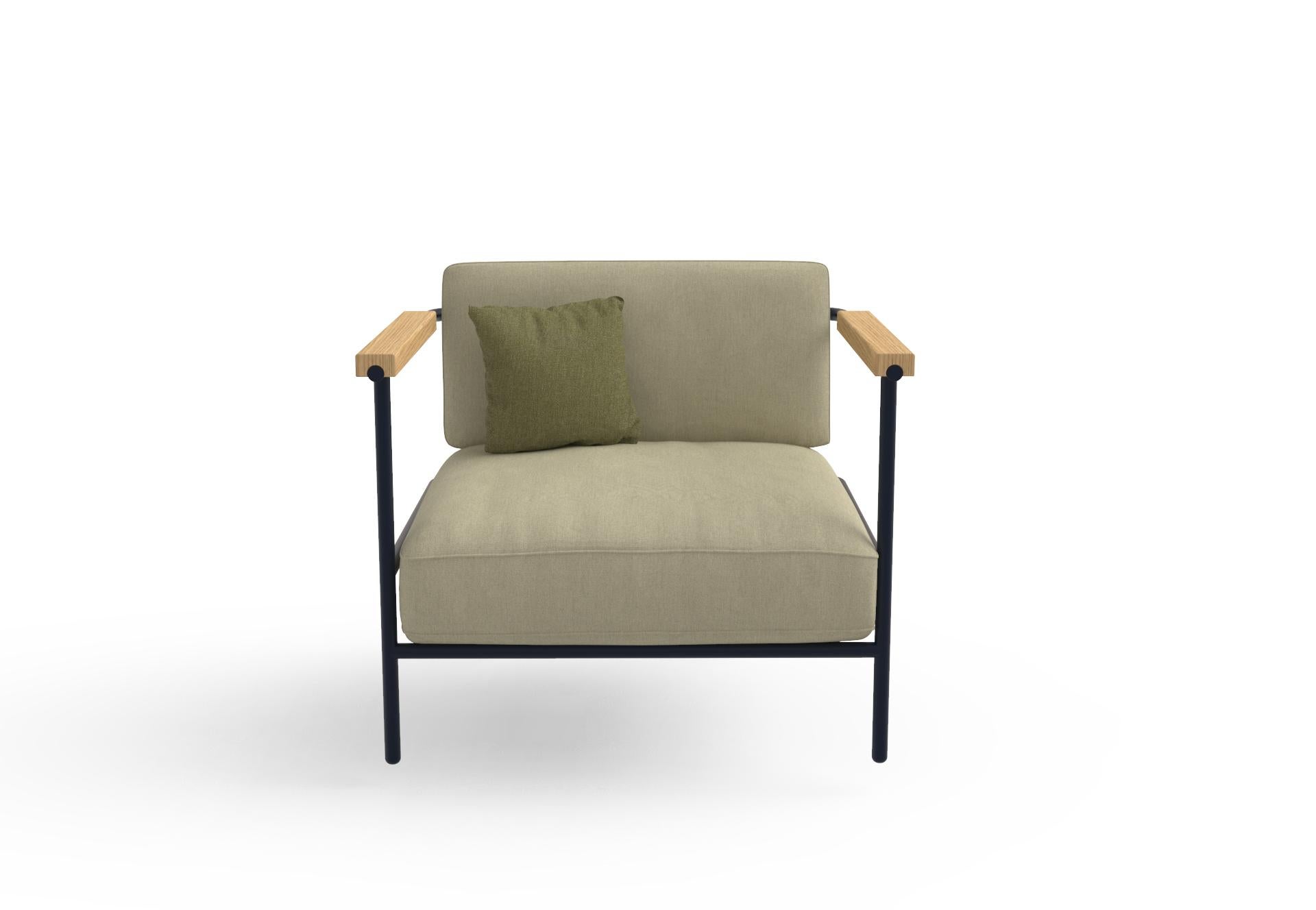 Av. México Armchair, Powder-Coated Metal and Fabric, Contemporary Mexican Design For Sale 1