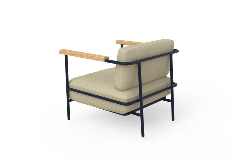 Av. México Armchair, Powder-Coated Metal and Fabric, Contemporary Mexican Design For Sale 5
