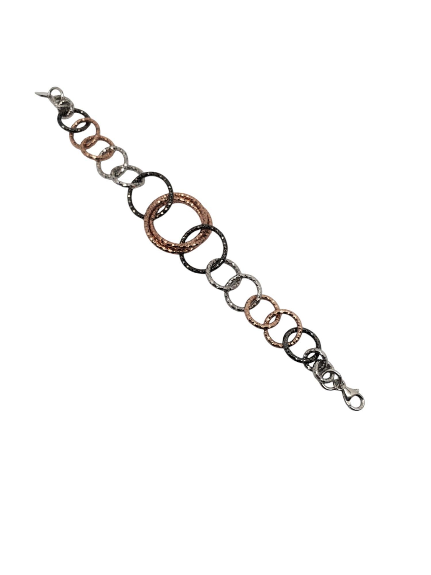 AV One Silver - Bracciale a cerchi intrecciati multicolore #20766 In condizioni buone in vendita a Washington Depot, CT
