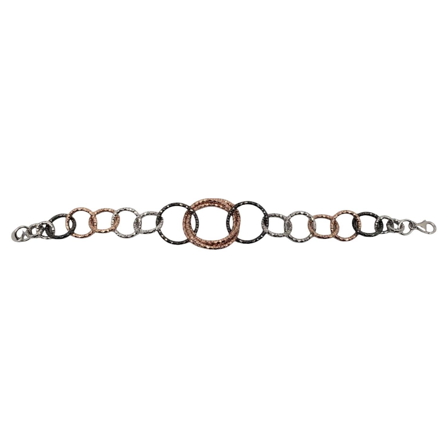 AV Sterlingsilber Mehrfarbiges ineinandergreifendes Armband mit ineinandergreifenden Kreisen #20766