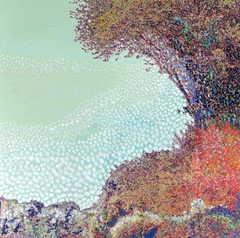 Baumwelle Orange & Grün: abstraktes Gemälde auf Farbe, Landschaftsfotografie (Abstrakt), Photograph, von Ava Blitz
