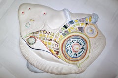 Abstract Relief: flat sculpture for wall or shelf, painted