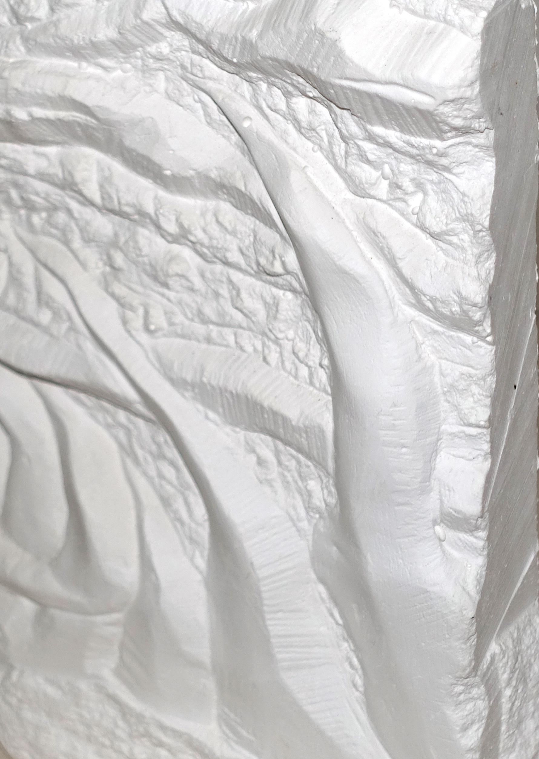 Fertile Sea: weiße abstrakte Reliefskulptur des Ozeans, an Wand oder Regal montiert (Abstrakt), Sculpture, von Ava Blitz