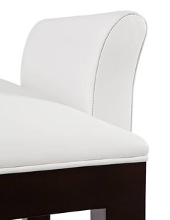 Ava Counter Stool in White Leather with Dark Wood Finish by Powell & Bonnell