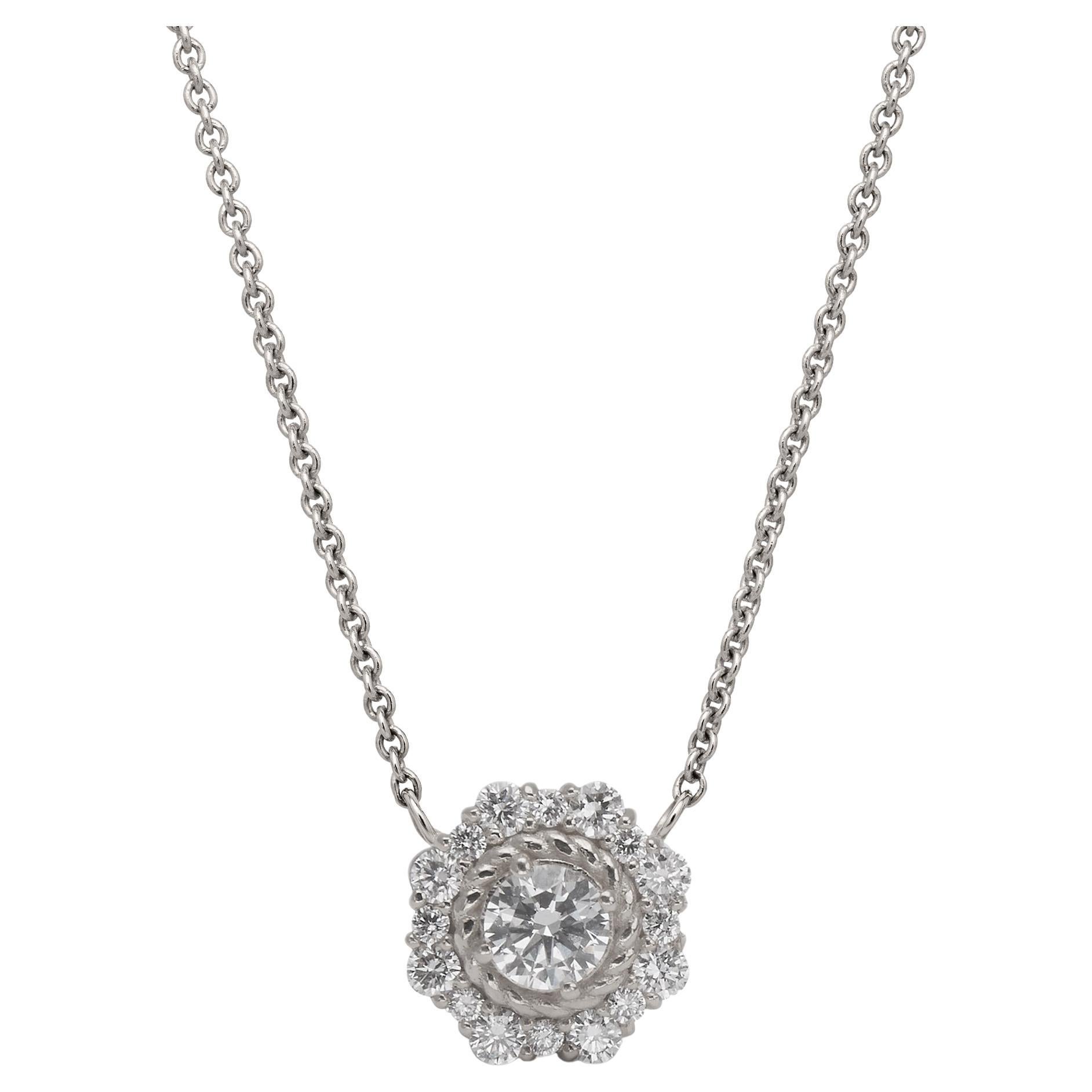 Diamond Ava Circle Pendant in 14K White Gold For Sale at 1stDibs