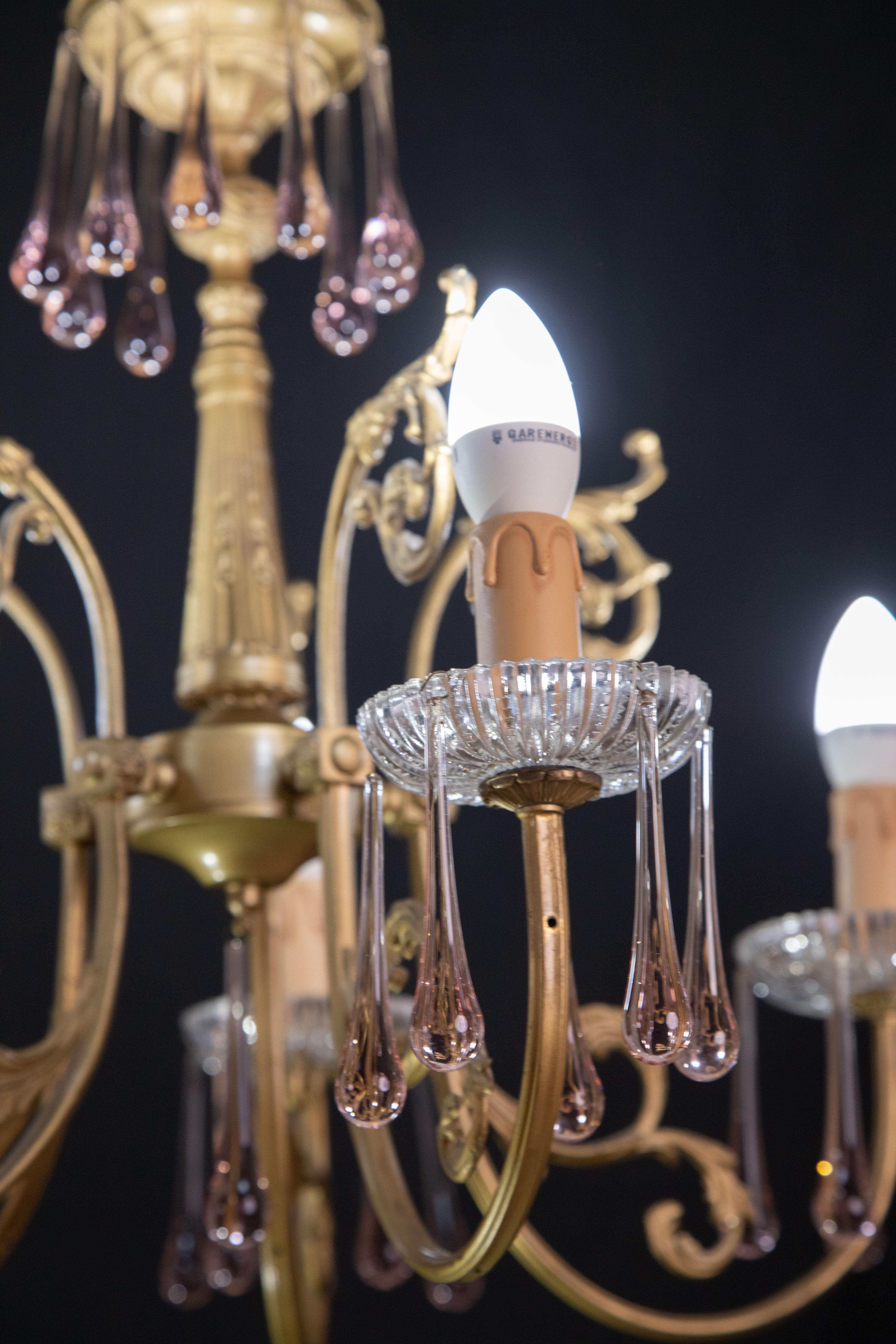 Fine XX secolo Ava Gardner, Lampadario a gocce rosa di Murano, anni '70 in vendita