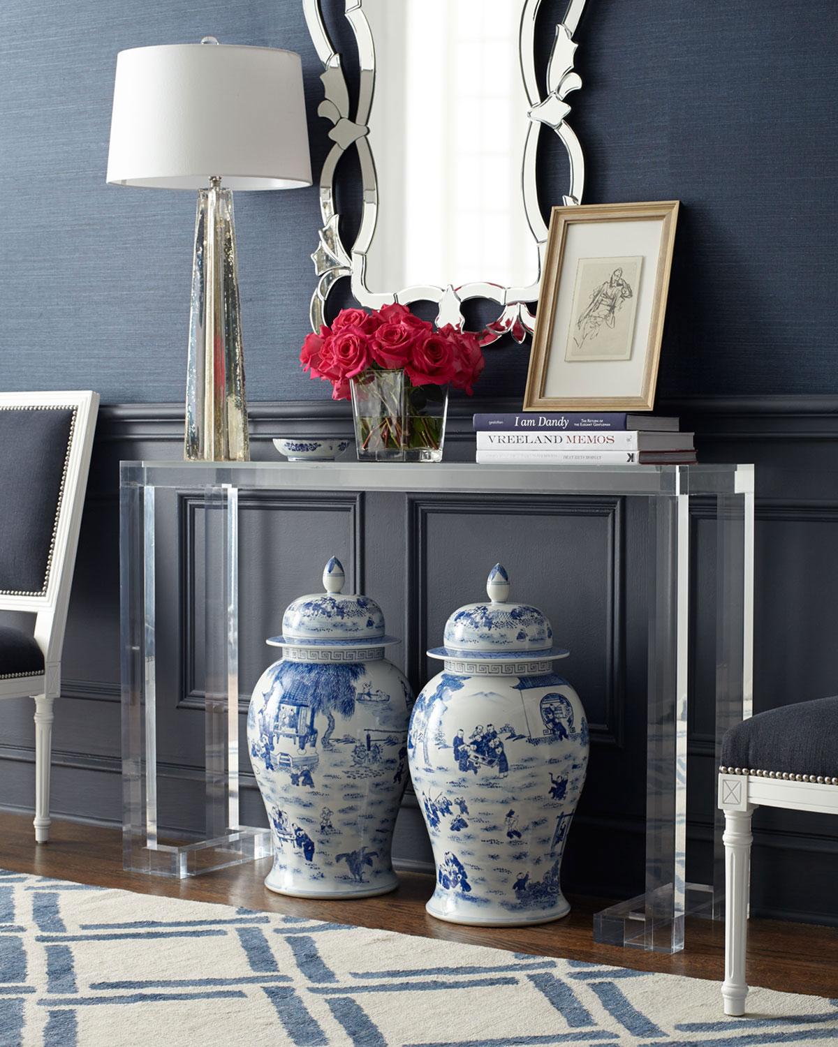 Unknown Ava Lucite Console Table with Glass Top