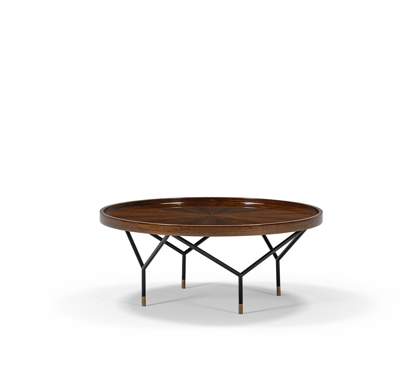 Wood AVA Round Coffee Table Iron Base For Sale