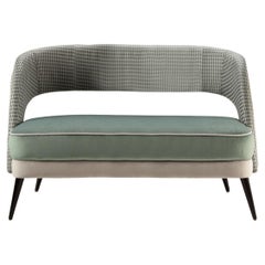 Ava Settee 3-Seat Sea Green Seat and Textured Fabric Backrest Wooden Feet