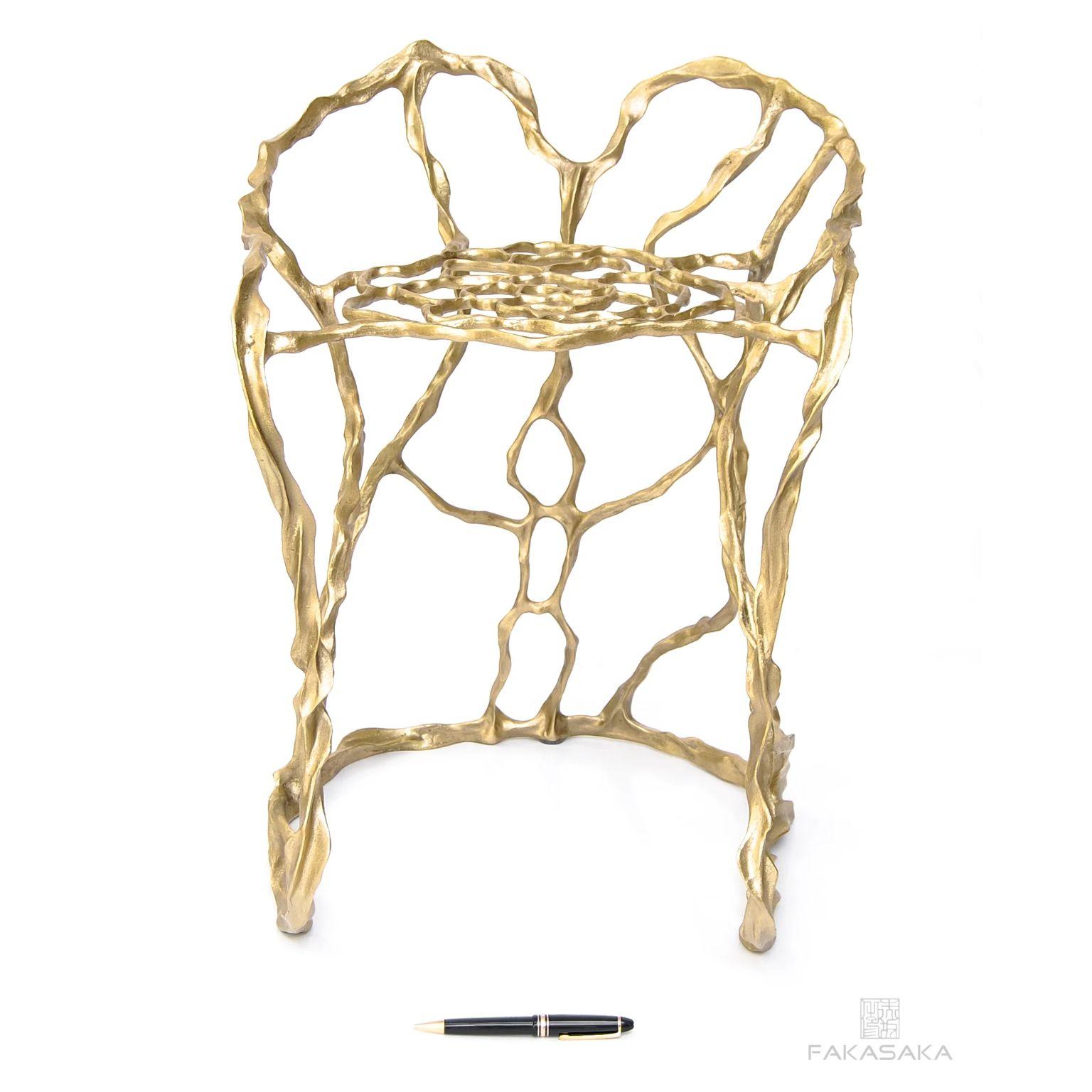 Brazilian Ava Textured Brass Bench by Fakasaka Design For Sale