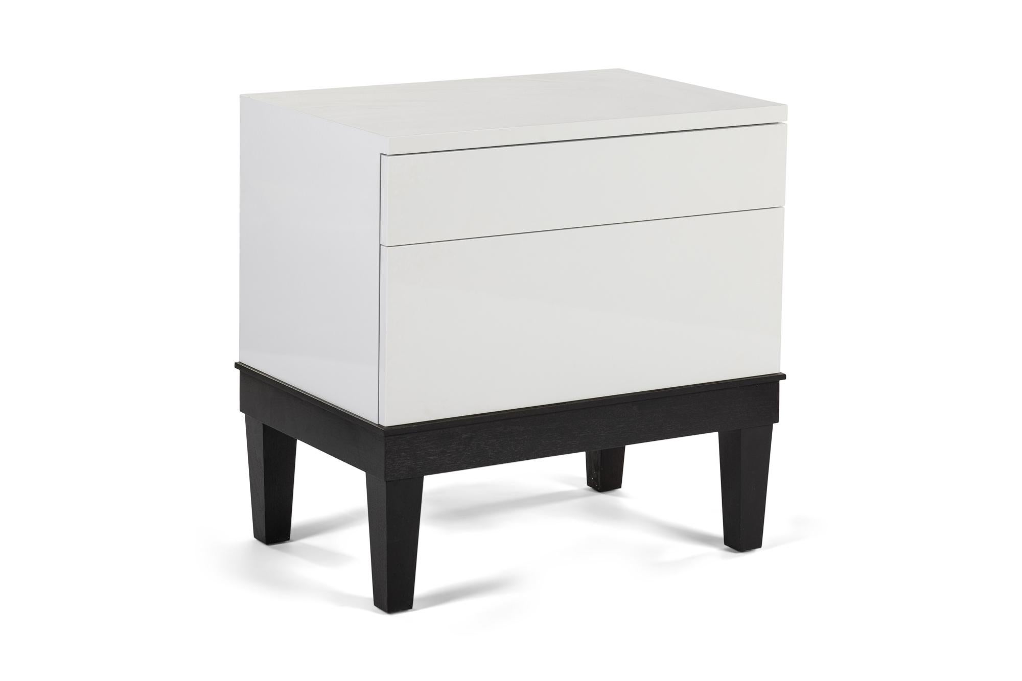 The muse has unique proportions that give it a fun personality. This version of the muse has two touch latch drawers and sits on a condensed base. This elegant storage solution works equally well as a nightstand and side table.

This item is