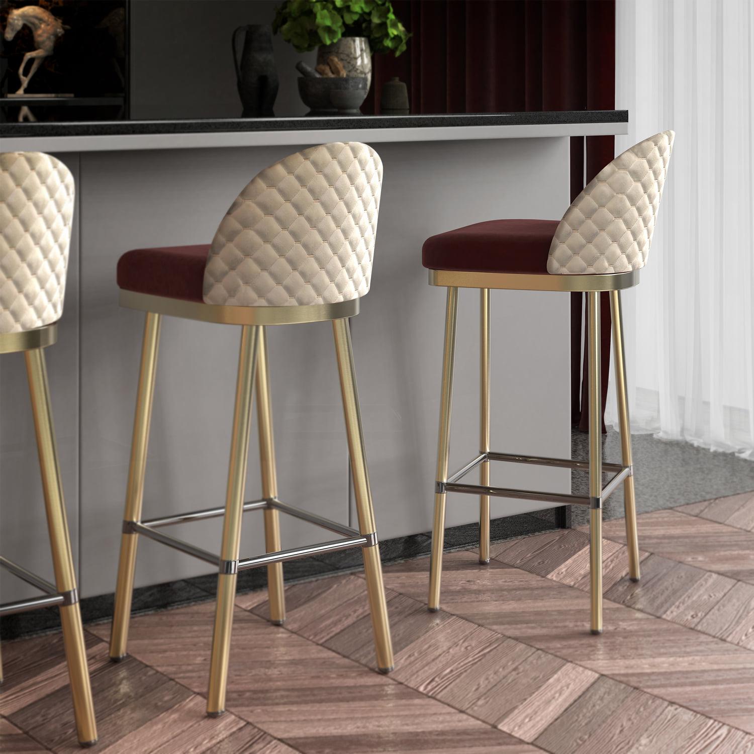 Disponible maintenant, tabouret de bar en laiton plaqué or avec dossier complet en vente 2