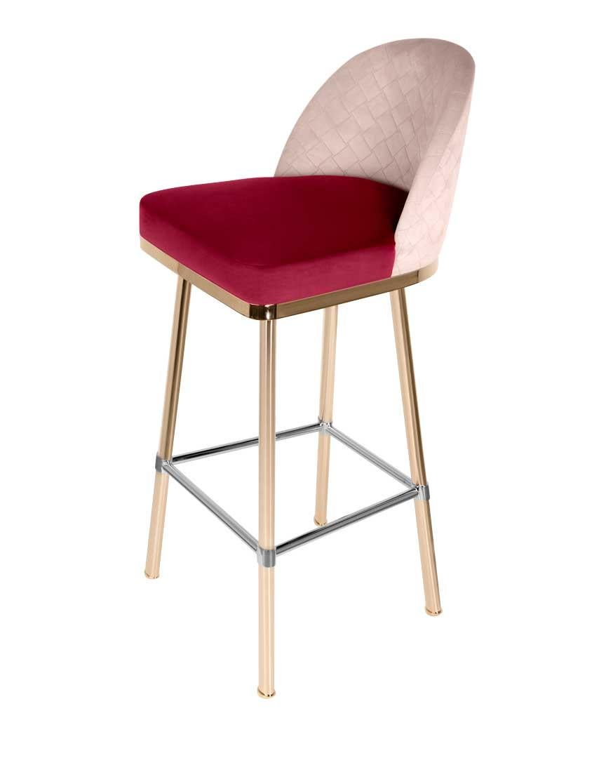 XXIe siècle et contemporain Disponible maintenant, tabouret de bar en laiton plaqué or avec dossier complet en vente