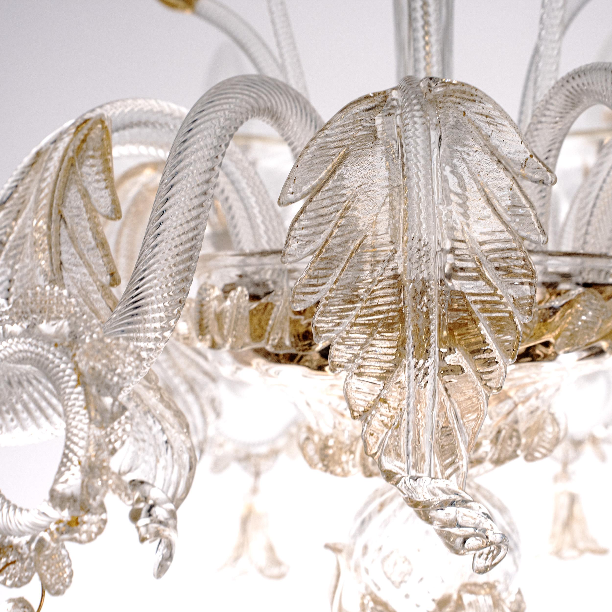 Disponibile ora Lampadario di Murano - 6 bracci, vetro trasparente e oro, Italia in vendita 2