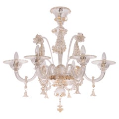 Disponibile ora Lampadario di Murano - 6 bracci, vetro trasparente e oro, Italia