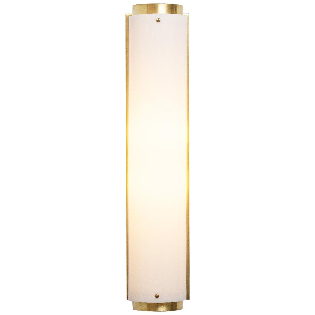 Arc Small Sconce in Brass with White Lucite Shade In New Condition For Sale In Los Angeles, CA