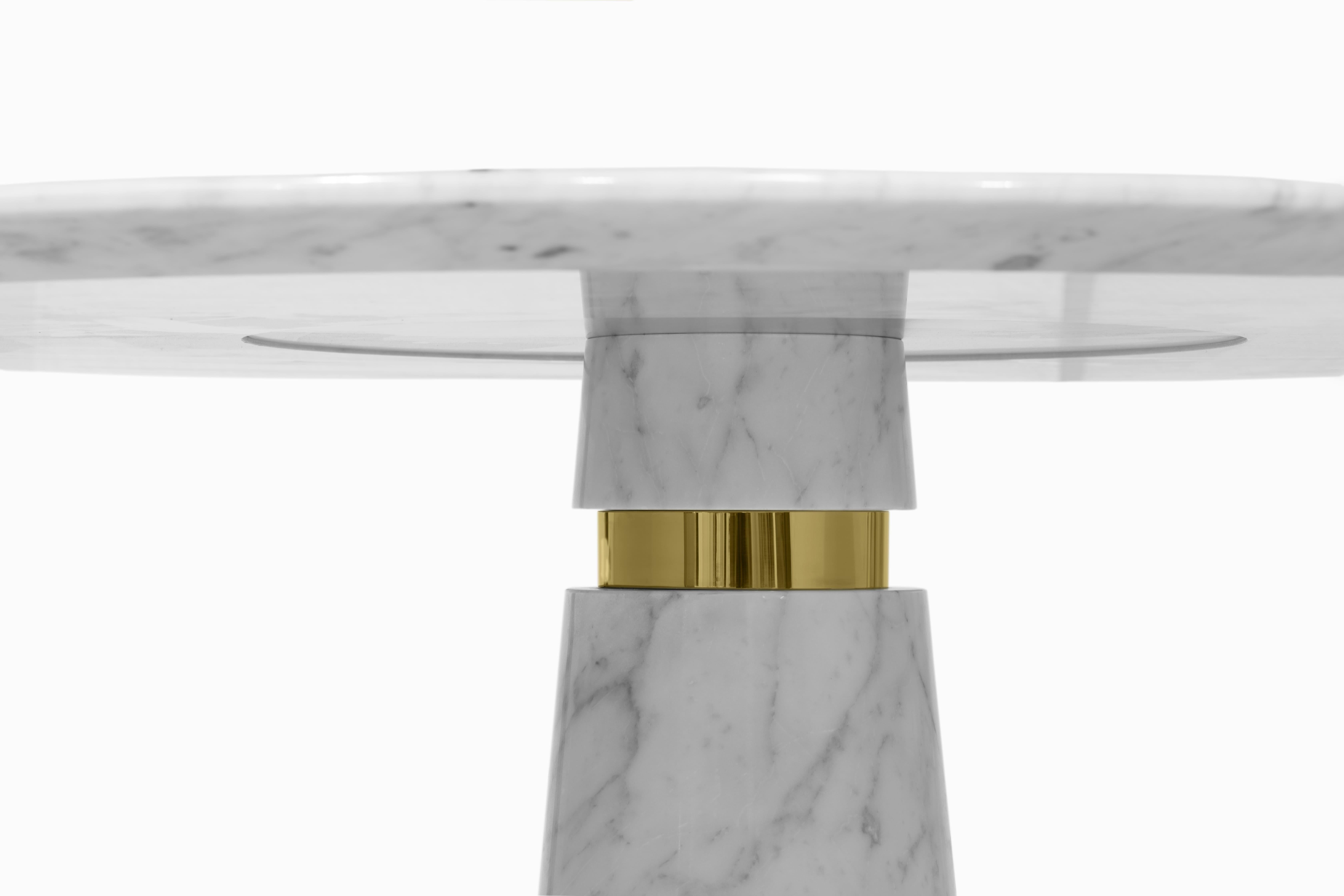 Hand-Crafted Avalanche Carrara Marble Dining Table For Sale