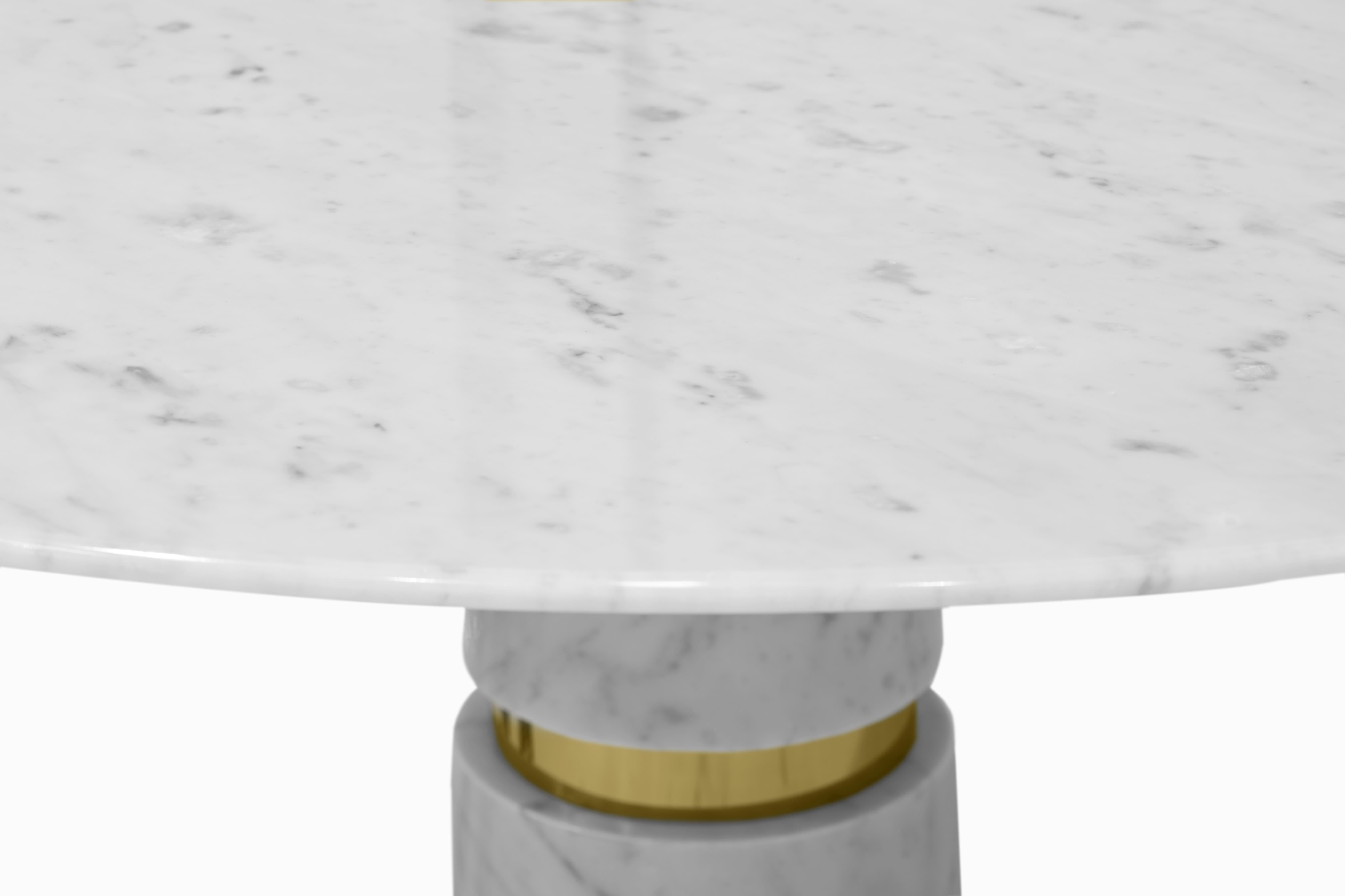 Contemporary Avalanche Carrara Marble Dining Table For Sale