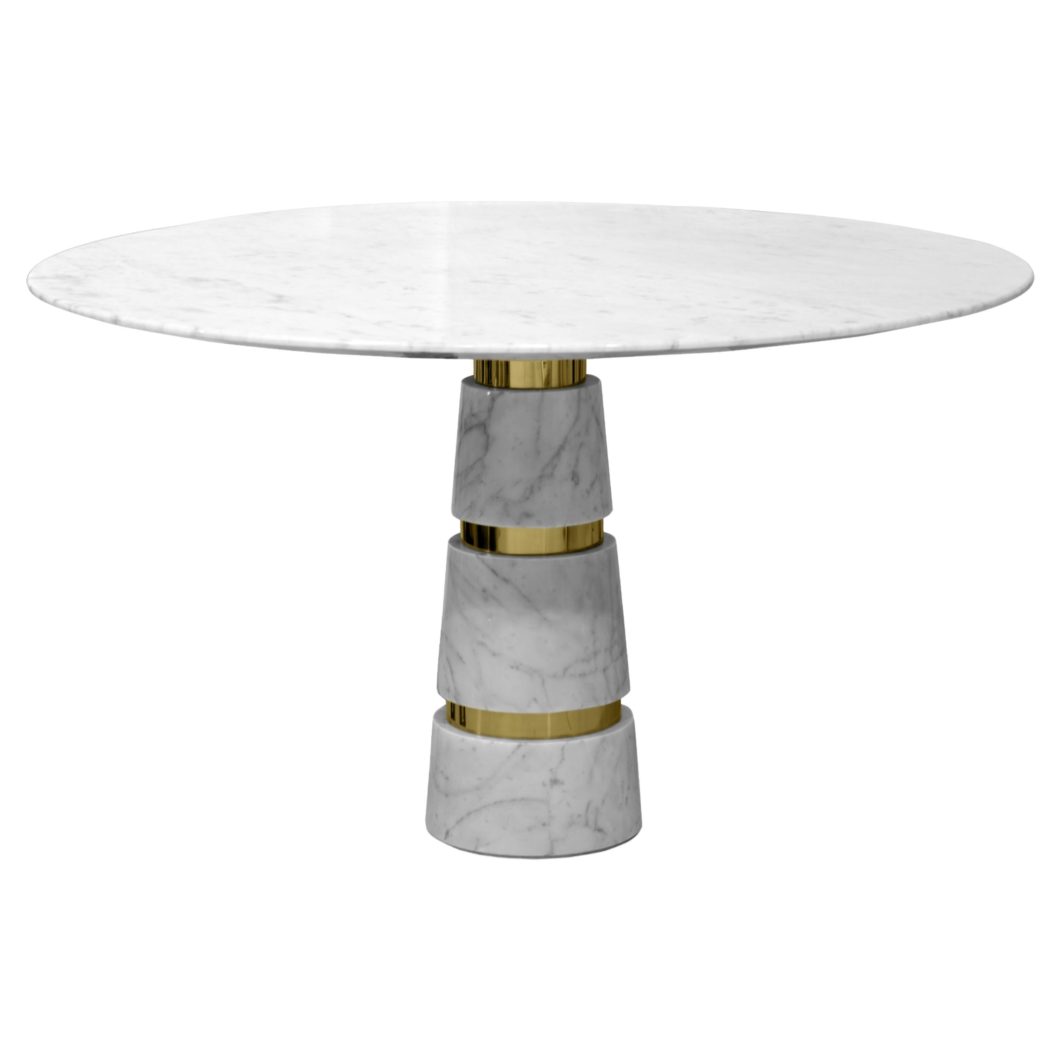 Avalanche Carrara Marble Dining Table For Sale