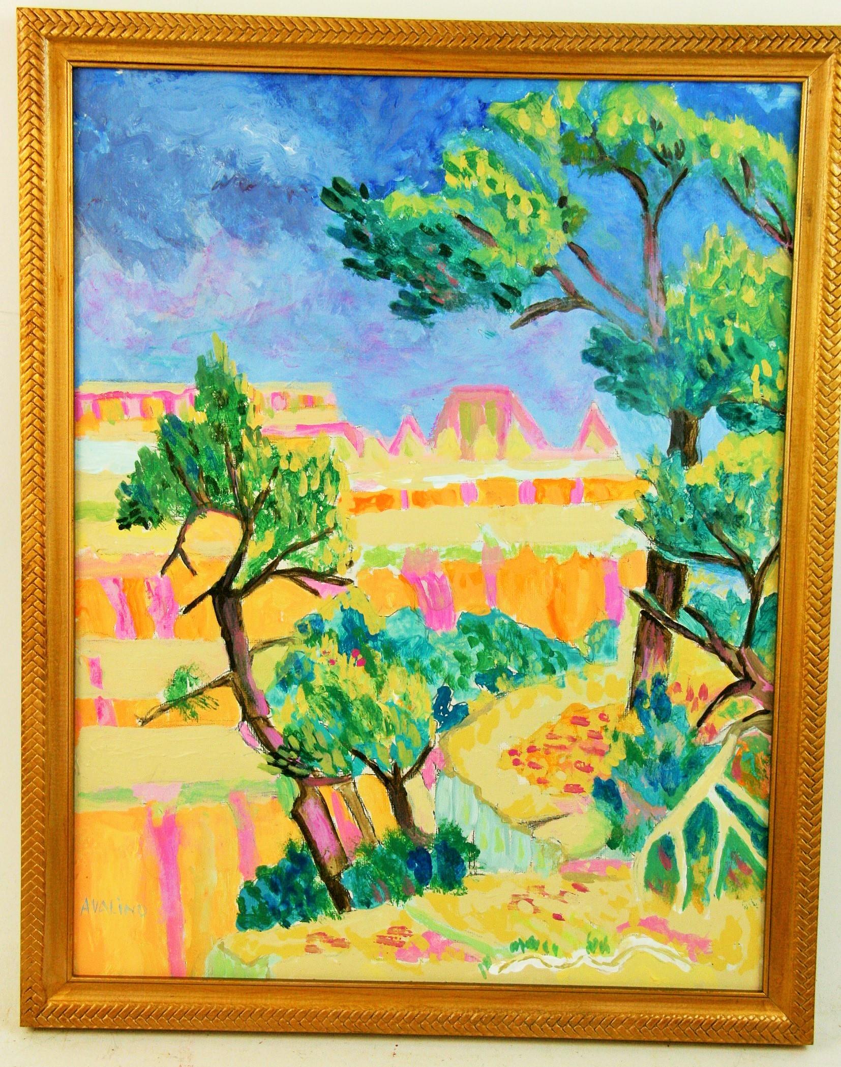 Landscape Painting Avalino - Paysage impressionniste américain Grand Canyon Vista Landscape 1980
