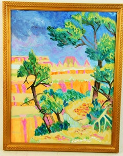 Framed Oil Painting of Grand Canyon Vista, American Impressionist
