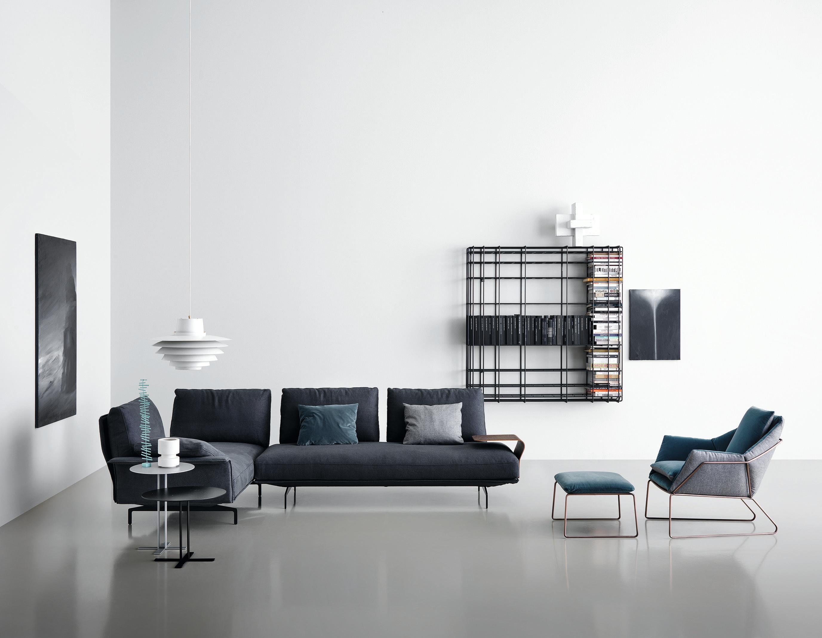 Moderne Avant-Après Petit canapé en tapisserie Vip A3 avec métal gris par Sergio Bicego en vente