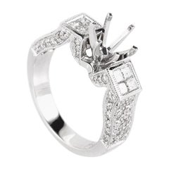 Avant Garde 18 Karat White Gold Diamond Engagement Ring Mounting