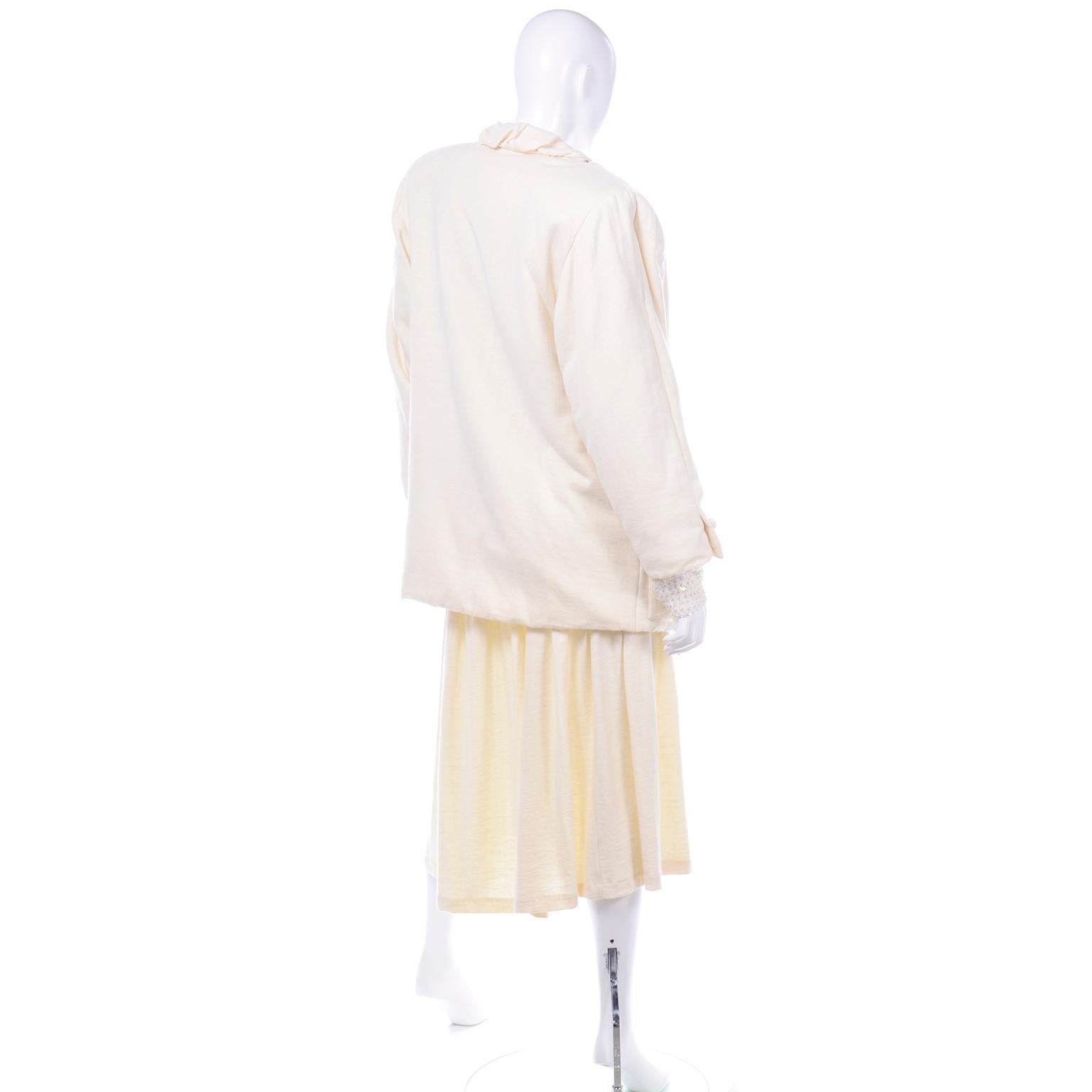 Avant Garde 1980s Gene Ewing 3pc Vintage Skirt Sequin Top & Oversized Jacket For Sale 2