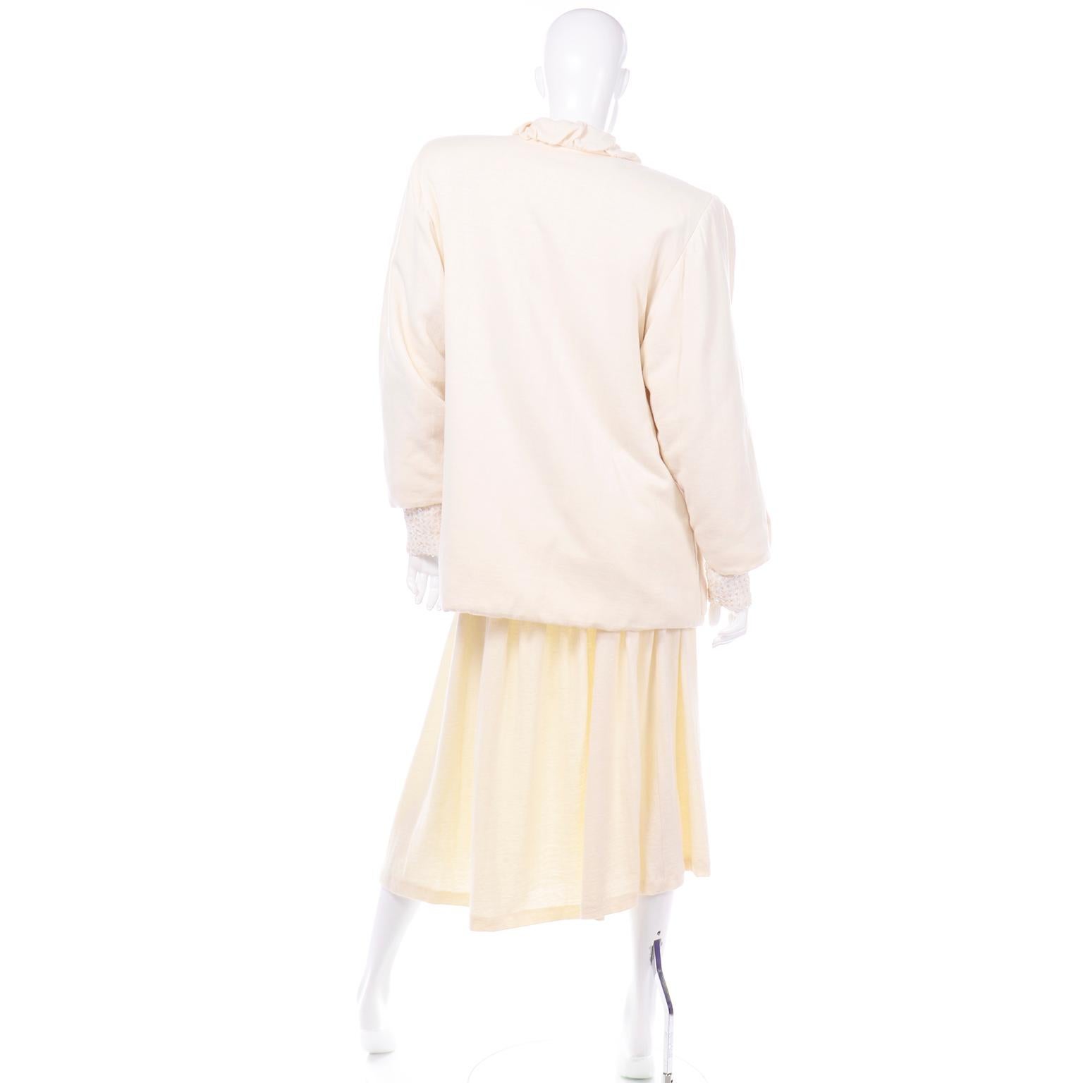 Women's Avant Garde 1980s Gene Ewing 3pc Vintage Skirt Sequin Top & Oversized Jacket For Sale